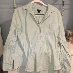 J Crew striped quarter button down pop over shirt